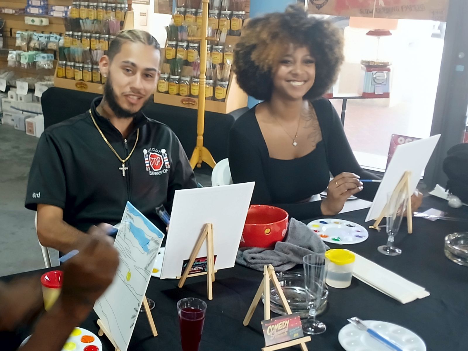 Smoke and Paint guests painting together